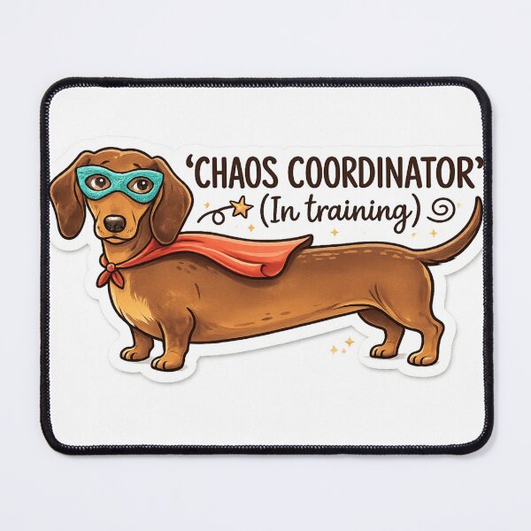Item preview, Chaos Coordinator In Training Funny Dachshund Dog Sticker designed and sold by Herodestroyer.