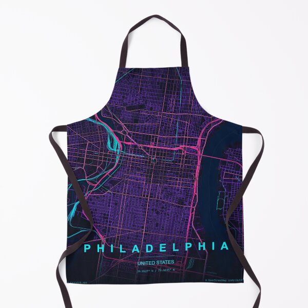 Item preview, Philadelphia Neon Street Map Poster, Purple Blue Pennsylvania Wall Art designed and sold by LASTIQUE-dd.