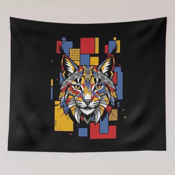 Item preview, Funny Lynx Colorful Blocks Geometric Art Boys Girls Kids designed and sold by FurryHavenPH.