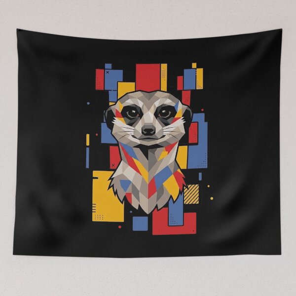 Item preview, Funny Meerkat Colorful Blocks Geometric Art Boys Girls Kids designed and sold by FurryHavenPH.