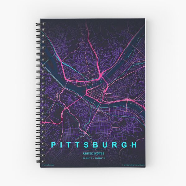 Item preview, Pittsburgh Neon Street Map Poster, Purple Blue Pennsylvania Wall Art designed and sold by LASTIQUE-dd.