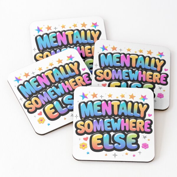 Item preview, Mentally Somewhere Else. Colorful Cute Mental Health Typography.  Funny Introvert Aesthetic Quote Design designed and sold by Aarvya Fashion Club ( A.F.C ).