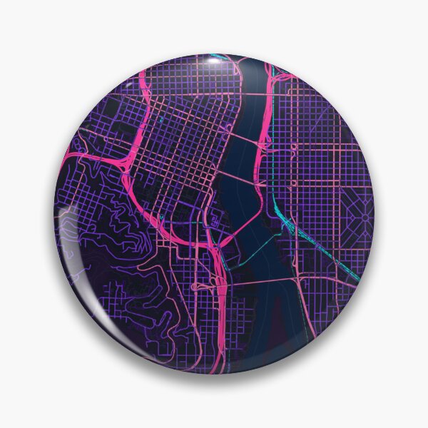 Item preview, Portland Neon Street Map Poster, Purple Blue Oregon Wall Art designed and sold by LASTIQUE-dd.