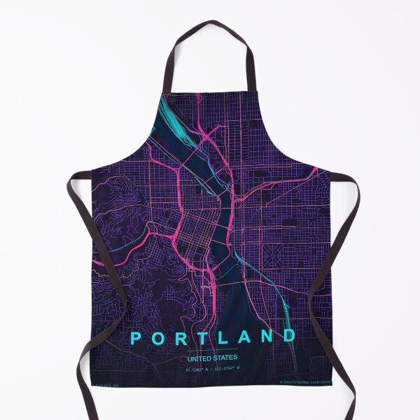 Item preview, Portland Neon Street Map Poster, Purple Blue Oregon Wall Art designed and sold by LASTIQUE-dd.