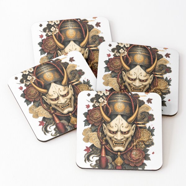Item preview, Hannya Mask Art – Japanese Demon Samurai Helmet Dark Tattoo Design designed and sold by kaxymax.