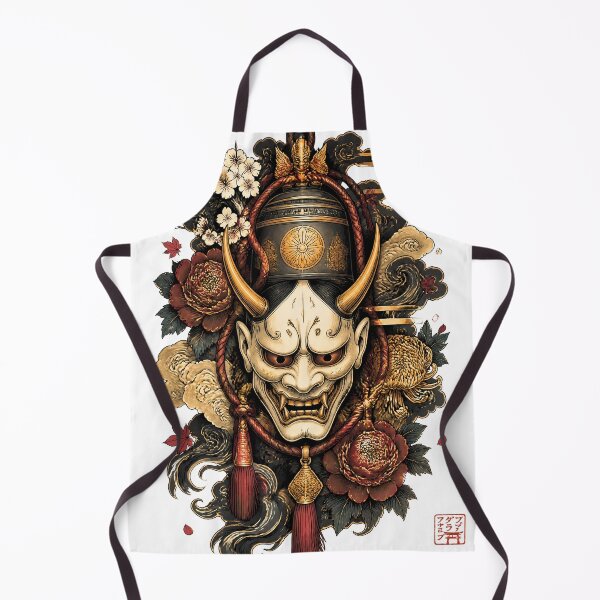 Item preview, Hannya Mask Art – Japanese Demon Samurai Helmet Dark Tattoo Design designed and sold by kaxymax.