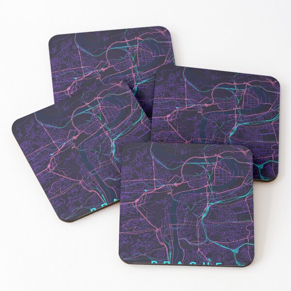 Item preview, Prague Neon Street Map Poster, Purple Blue Czech Republic Wall Art designed and sold by LASTIQUE-dd.