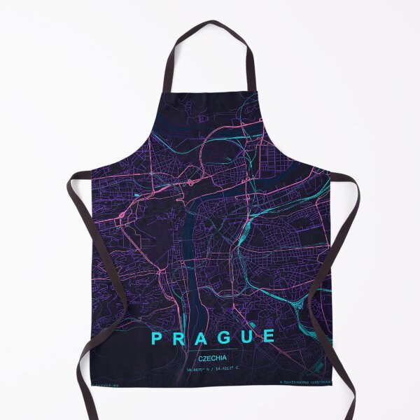 Item preview, Prague Neon Street Map Poster, Purple Blue Czech Republic Wall Art designed and sold by LASTIQUE-dd.