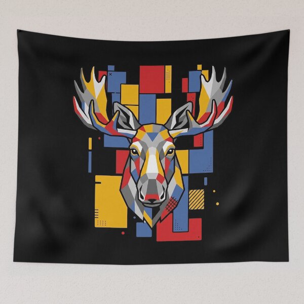 Item preview, Funny Moose Colorful Blocks Geometric Art Boys Girls Kids designed and sold by FurryHavenPH.