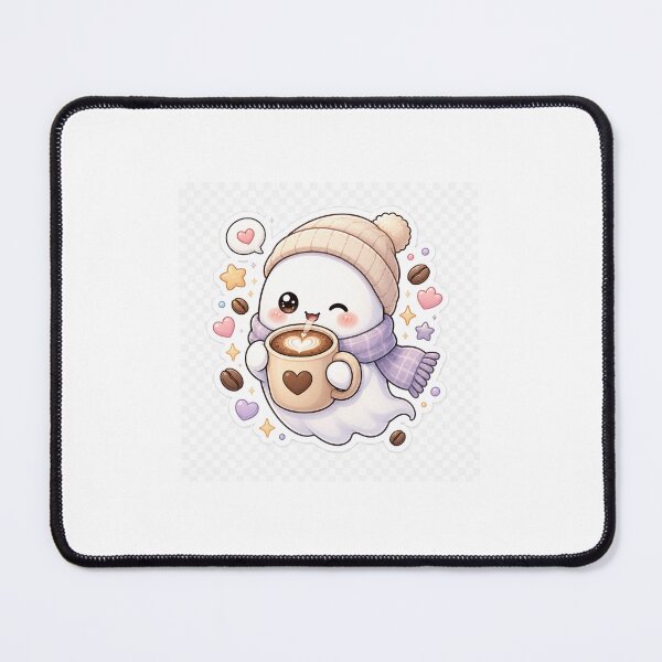 Item preview, Cute Ghost Drinking Coffee Sticker – Kawaii Cozy Coffee Lover Ghost designed and sold by StickerVerse4798.