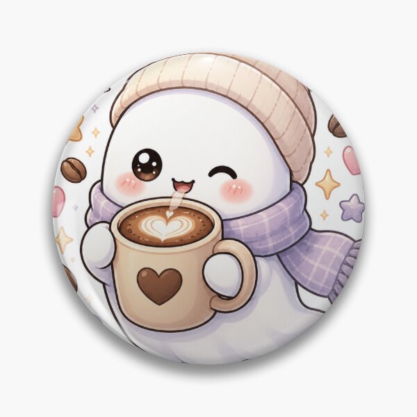 Item preview, Cute Ghost Drinking Coffee Sticker – Kawaii Cozy Coffee Lover Ghost designed and sold by StickerVerse4798.