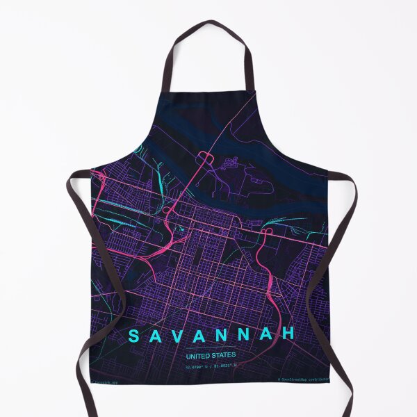Item preview, Savannah Neon Street Map Poster, Purple Blue Georgia Wall Art designed and sold by LASTIQUE-dd.