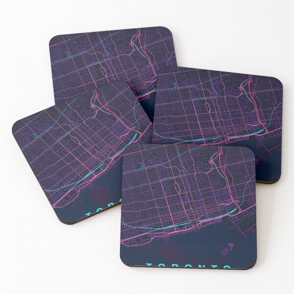 Item preview, Toronto Neon Street Map Poster, Purple Blue Canada Wall Art designed and sold by LASTIQUE-dd.