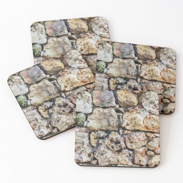Item preview, Rustic Stacked Stone Wall of White and Yellow Limestone Blocks Texture Background designed and sold by Nmallia.