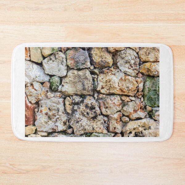 Item preview, Rustic Stacked Stone Wall of White and Yellow Limestone Blocks Texture Background designed and sold by Nmallia.