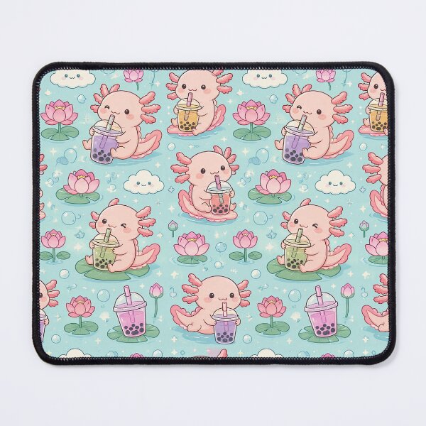 Item preview, Cute Axolotl Bubble Tea Kawaii Spring Pattern designed and sold by Soft Berry Studio.