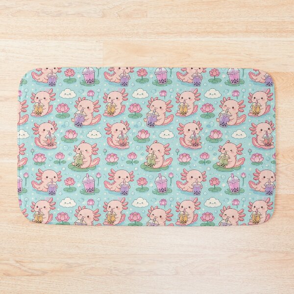 Item preview, Cute Axolotl Bubble Tea Kawaii Spring Pattern designed and sold by Soft Berry Studio.