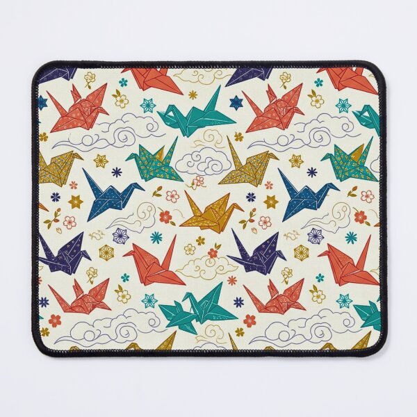 Item preview, Japanese Origami Cranes & Sakura Cream Seamless Pattern Art designed and sold by lavanya11.