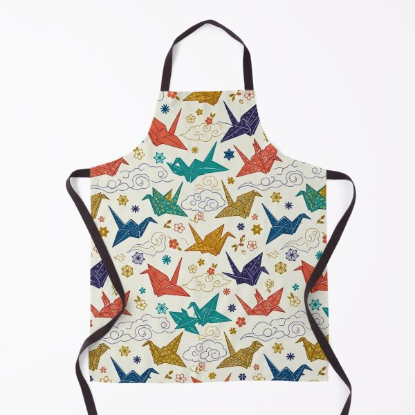 Item preview, Japanese Origami Cranes & Sakura Cream Seamless Pattern Art designed and sold by lavanya11.