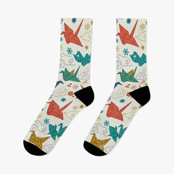 Item preview, Japanese Origami Cranes & Sakura Cream Seamless Pattern Art designed and sold by lavanya11.