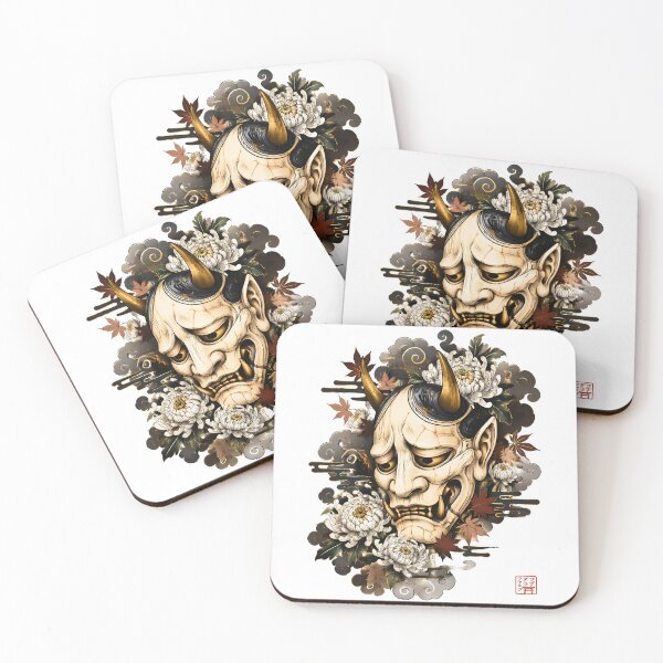 Item preview, Hannya Mask Art – Japanese Oni Demon Floral Tattoo Design designed and sold by kaxymax.