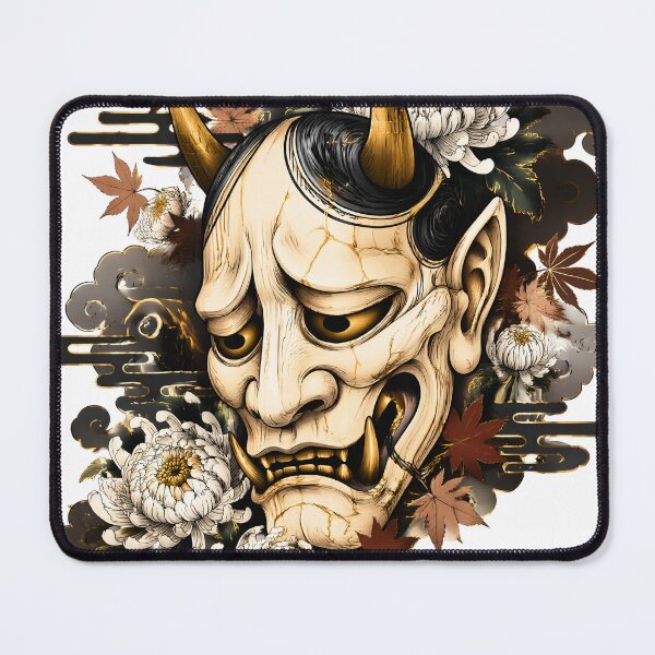 Item preview, Hannya Mask Art – Japanese Oni Demon Floral Tattoo Design designed and sold by kaxymax.