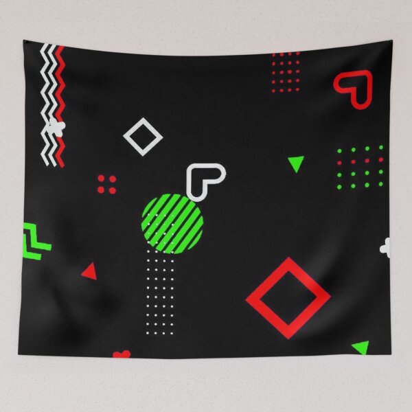 Item preview, Retro Memphis Geometric Pattern Red and Neon Green Art designed and sold by Jimakmo.