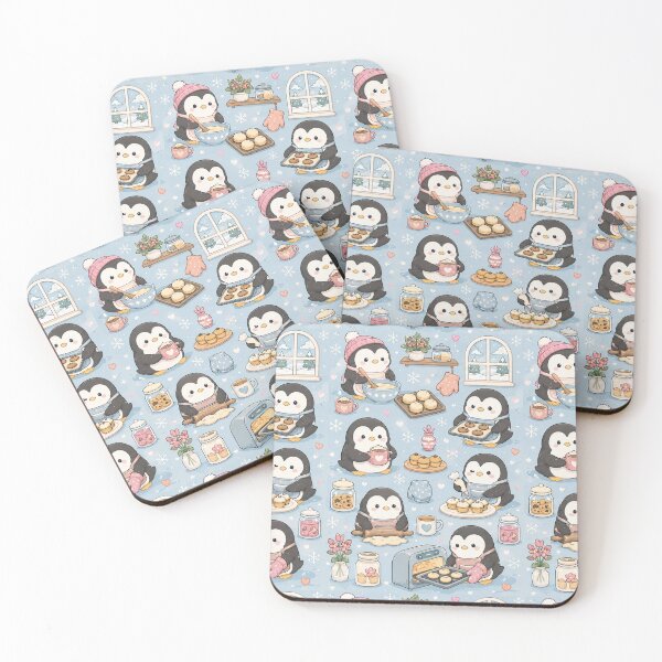 Item preview, Cute Penguin Snowy Bakery Kawaii Cozy Pattern designed and sold by Soft Berry Studio.