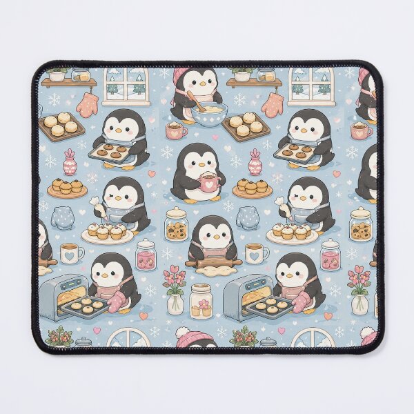 Item preview, Cute Penguin Snowy Bakery Kawaii Cozy Pattern designed and sold by Soft Berry Studio.