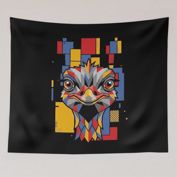 Item preview, Funny Ostrich Colorful Blocks Geometric Art Boys Girls Kids designed and sold by FurryHavenPH.
