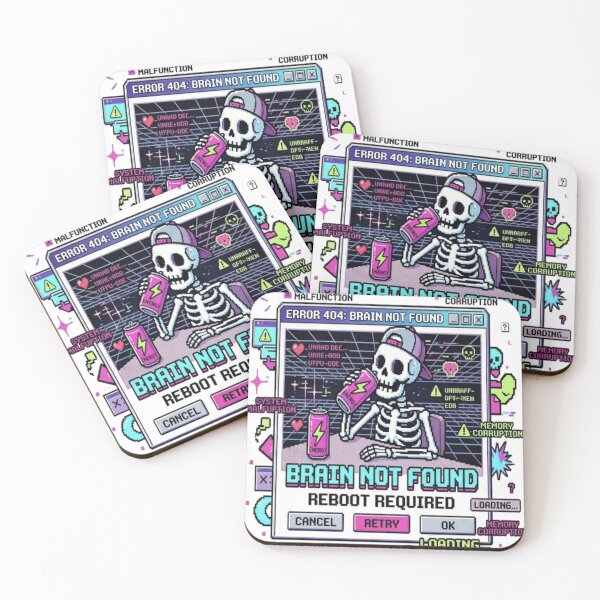 Item preview, Error 404 Brain Not Found Skeleton Energy Drink Pixel Art designed and sold by LUKOWEAR.