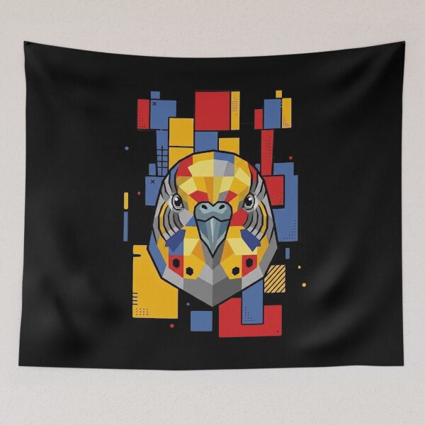 Item preview, Funny Parakeet Bird Colorful Blocks Geometric Art Boys Girls Kids designed and sold by FurryHavenPH.