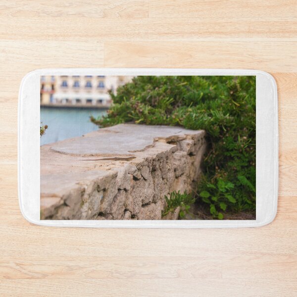Item preview, Small Green Lizard Sunbathing on a Rocky Ledge With Blurred Natural Background designed and sold by Nmallia.