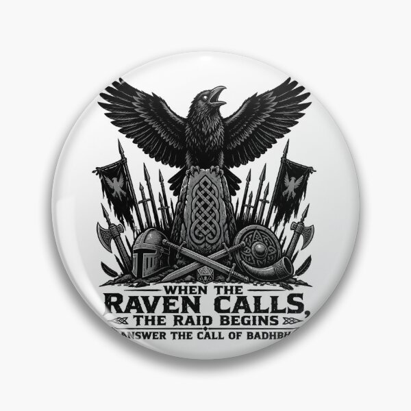 Item preview, When The Raven Calls The Raid Begins Dark Fantasy D20 designed and sold by BadhbhLoot.