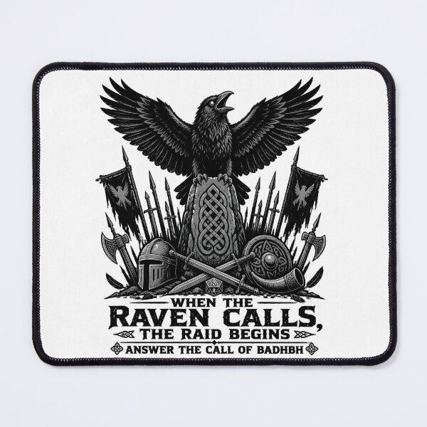 Item preview, When The Raven Calls The Raid Begins Dark Fantasy D20 designed and sold by BadhbhLoot.