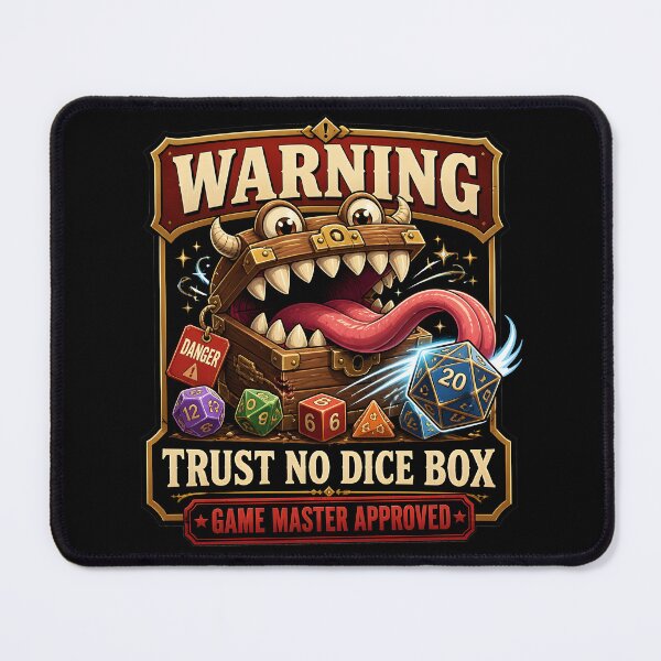 Item preview, Warning Trust No Dice Box Game Master Approved Mimic designed and sold by BadhbhLoot.