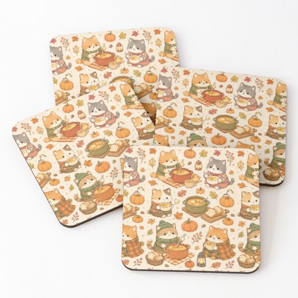 Item preview, Cute Cat Pumpkin Soup Kawaii Cozy Pattern designed and sold by Soft Berry Studio.