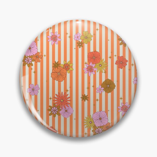 Item preview, Retro Groovy Floral Orange Stripe Pattern designed and sold by WonderAndWhim.