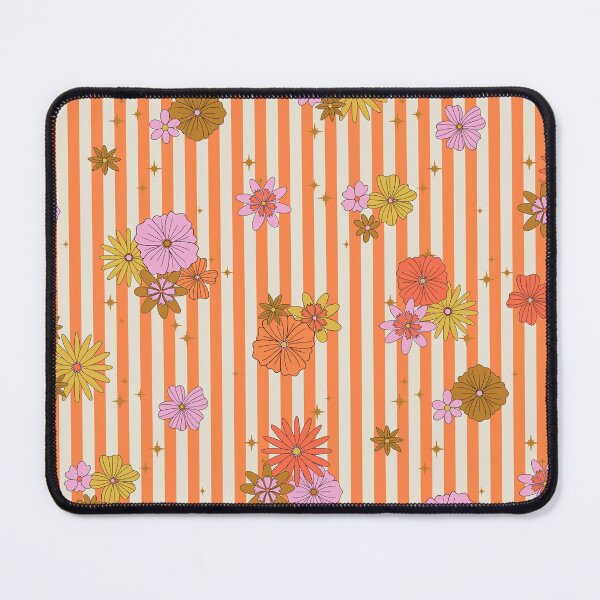 Item preview, Retro Groovy Floral Orange Stripe Pattern designed and sold by WonderAndWhim.