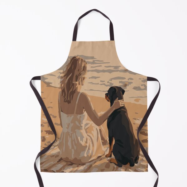 Item preview, Girl and Her Dog Watching the Ocean Waves – Watercolor Beach Painting designed and sold by FawnFeatherCo.