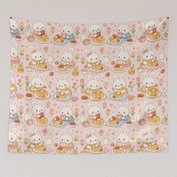 Item preview, Cute Bunny Pancake Morning Kawaii Cozy Pattern designed and sold by Soft Berry Studio.