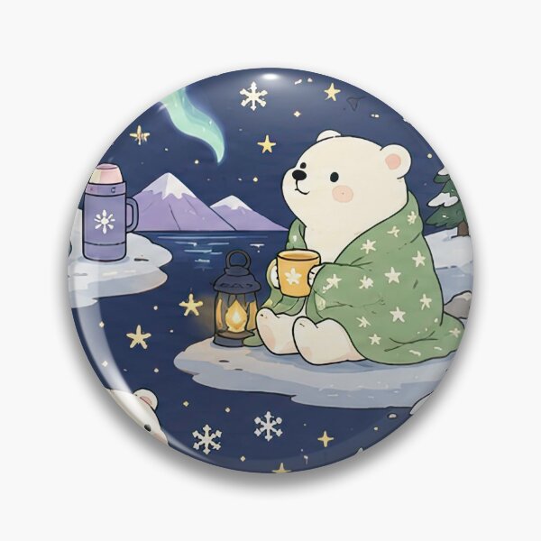 Item preview, Cute Polar Bear Northern Lights Kawaii Cozy Pattern designed and sold by Soft Berry Studio.