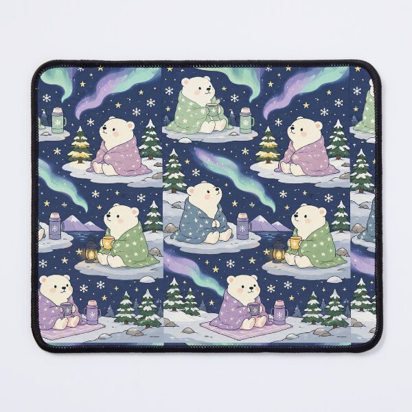 Item preview, Cute Polar Bear Northern Lights Kawaii Cozy Pattern designed and sold by Soft Berry Studio.