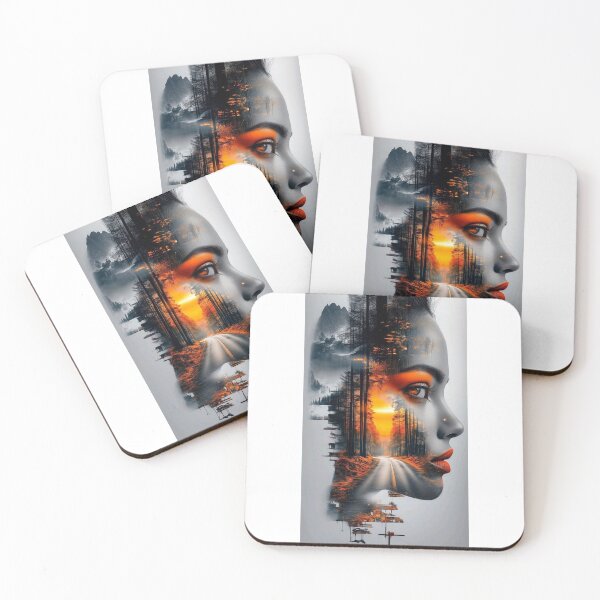 Item preview, Mystical Double Exposure Woman Portrait | Forest Road Sunset Fantasy Art designed and sold by Arts121.