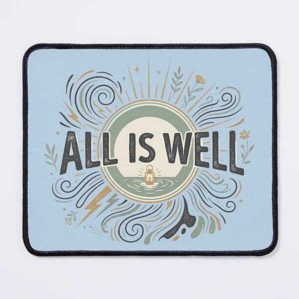 Item preview, All Is Well Vintage Typography T-Shirt | Minimalist Lantern Nature Quote | Inspirational Retro Aesthetic Design designed and sold by Bhaskar Digital Art.