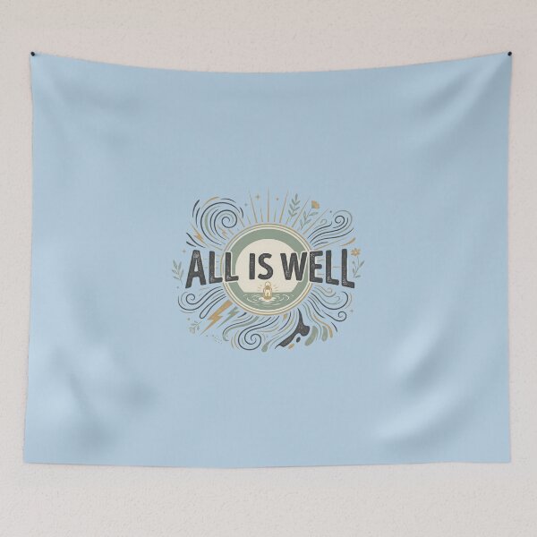 Item preview, All Is Well Vintage Typography T-Shirt | Minimalist Lantern Nature Quote | Inspirational Retro Aesthetic Design designed and sold by Bhaskar Digital Art.