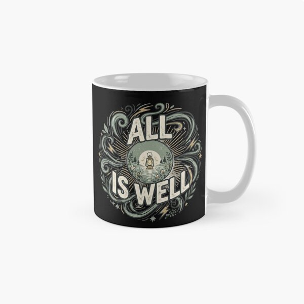 Item preview, All Is Well Vintage Typography T-Shirt | Minimalist Lantern Nature Quote | Inspirational Retro Aesthetic Design designed and sold by Bhaskar Digital Art.