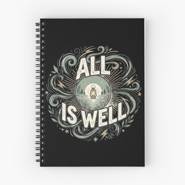 Item preview, All Is Well Vintage Typography T-Shirt | Minimalist Lantern Nature Quote | Inspirational Retro Aesthetic Design designed and sold by Bhaskar Digital Art.