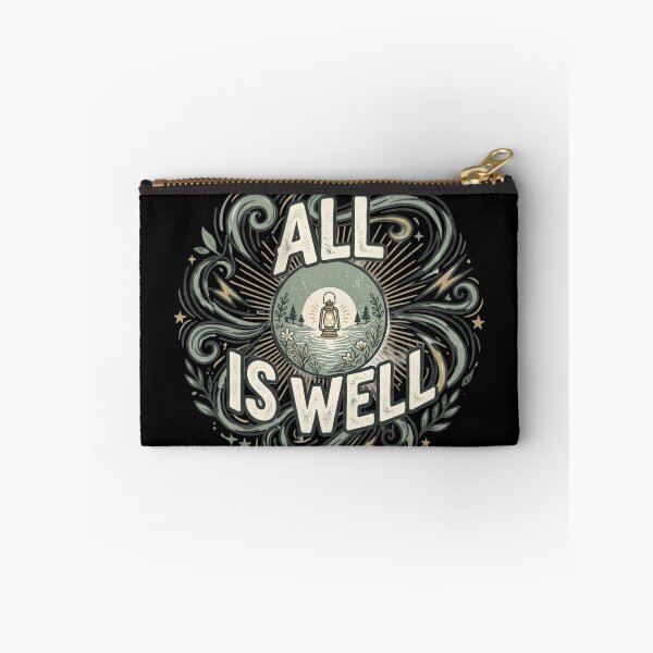 Item preview, All Is Well Vintage Typography T-Shirt | Minimalist Lantern Nature Quote | Inspirational Retro Aesthetic Design designed and sold by Bhaskar Digital Art.