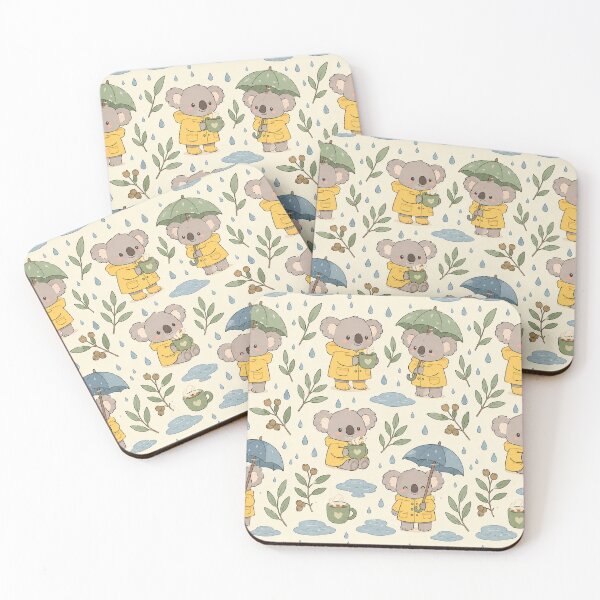 Item preview, Cute Koala Rainy Eucalyptus Kawaii Cozy Pattern designed and sold by Soft Berry Studio.